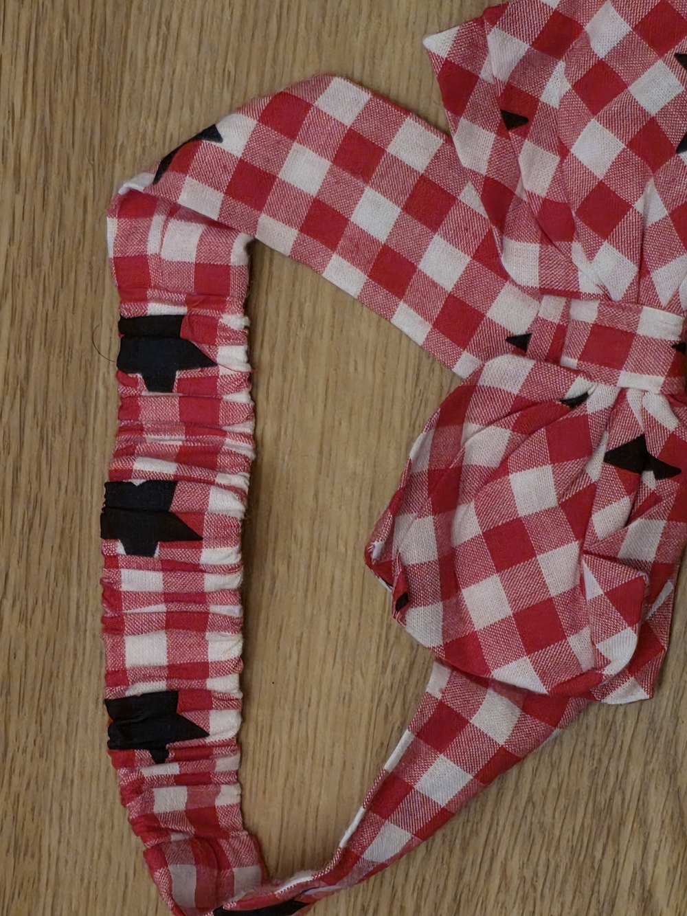 Cat & Jack Red and White Gingham Baby Romper with Black Star Accents 6-9M - Picture 9 of 12